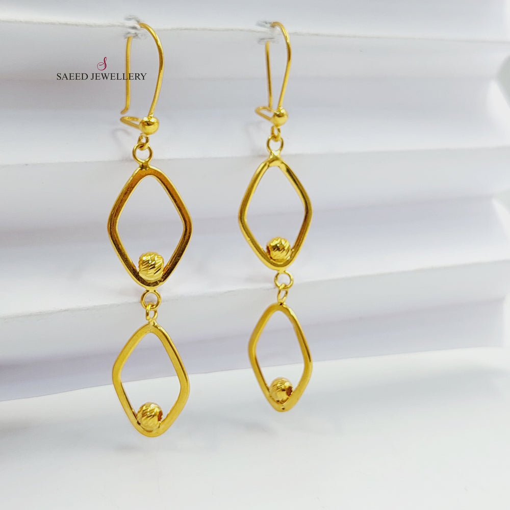 21K Gold Balls Cuban Links Earrings by Saeed Jewelry - Image 2