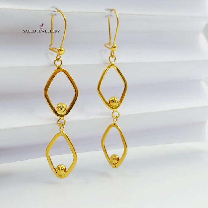 21K Gold Balls Cuban Links Earrings by Saeed Jewelry - Image 2