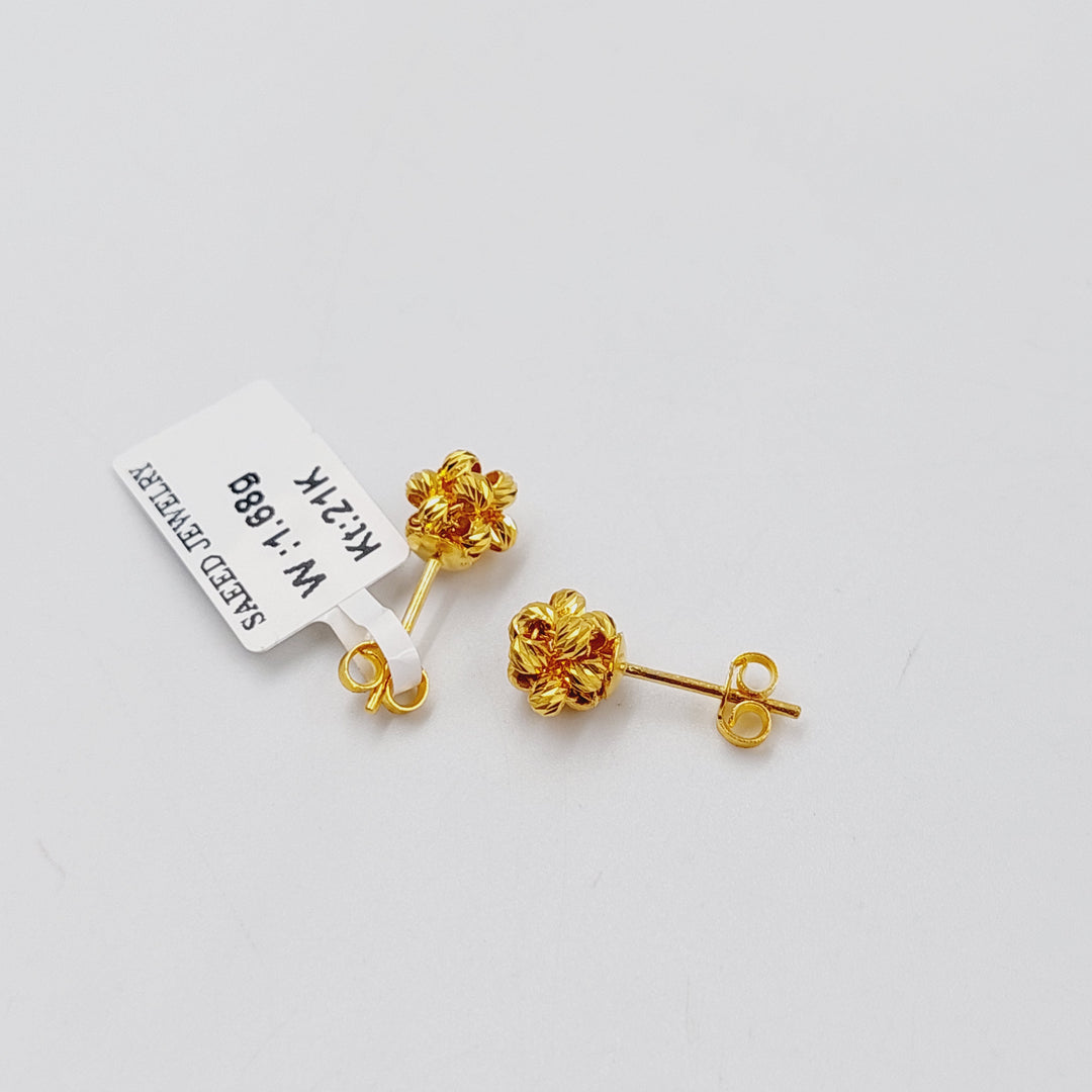 21K Gold Balls Screw Earrings by Saeed Jewelry - Image 3