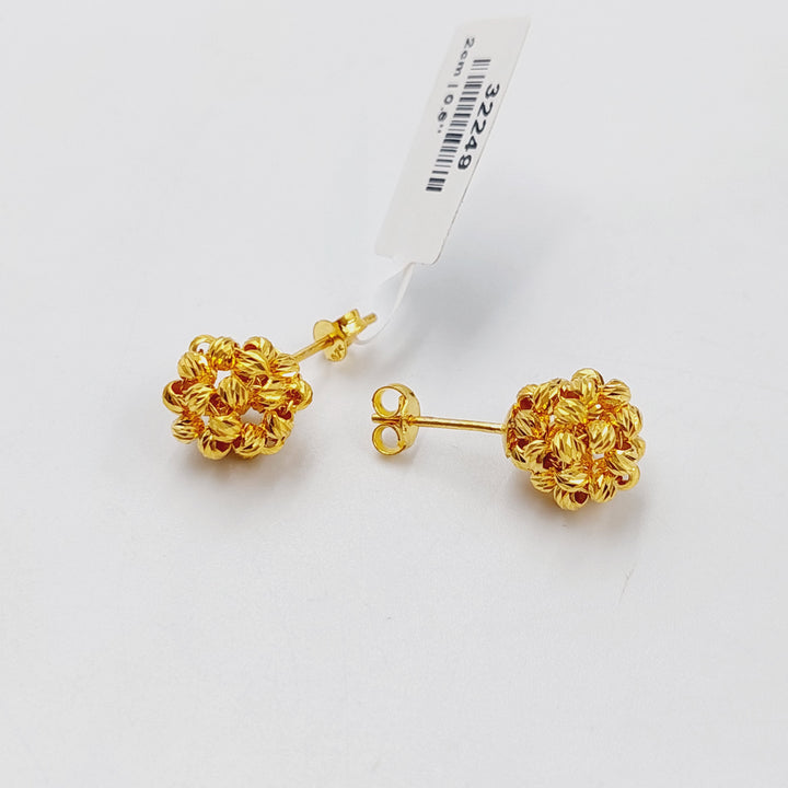 21K Gold Balls Screw Earrings by Saeed Jewelry - Image 4