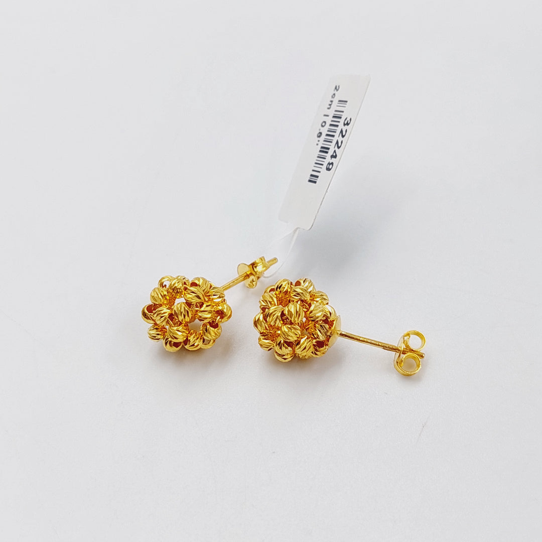 21K Gold Balls Screw Earrings by Saeed Jewelry - Image 3