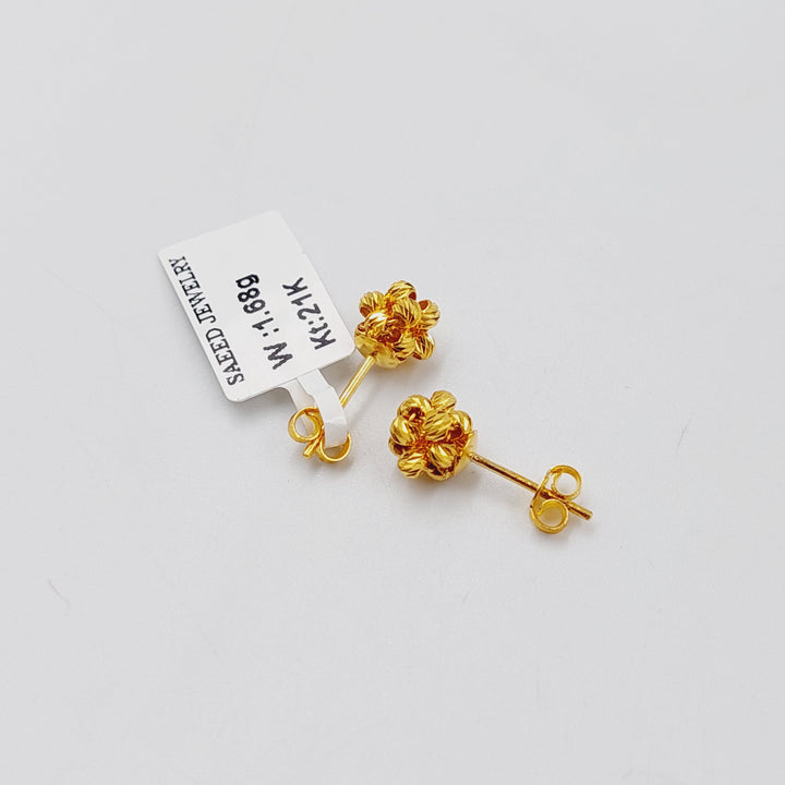 21K Gold Balls Screw Earrings by Saeed Jewelry - Image 2