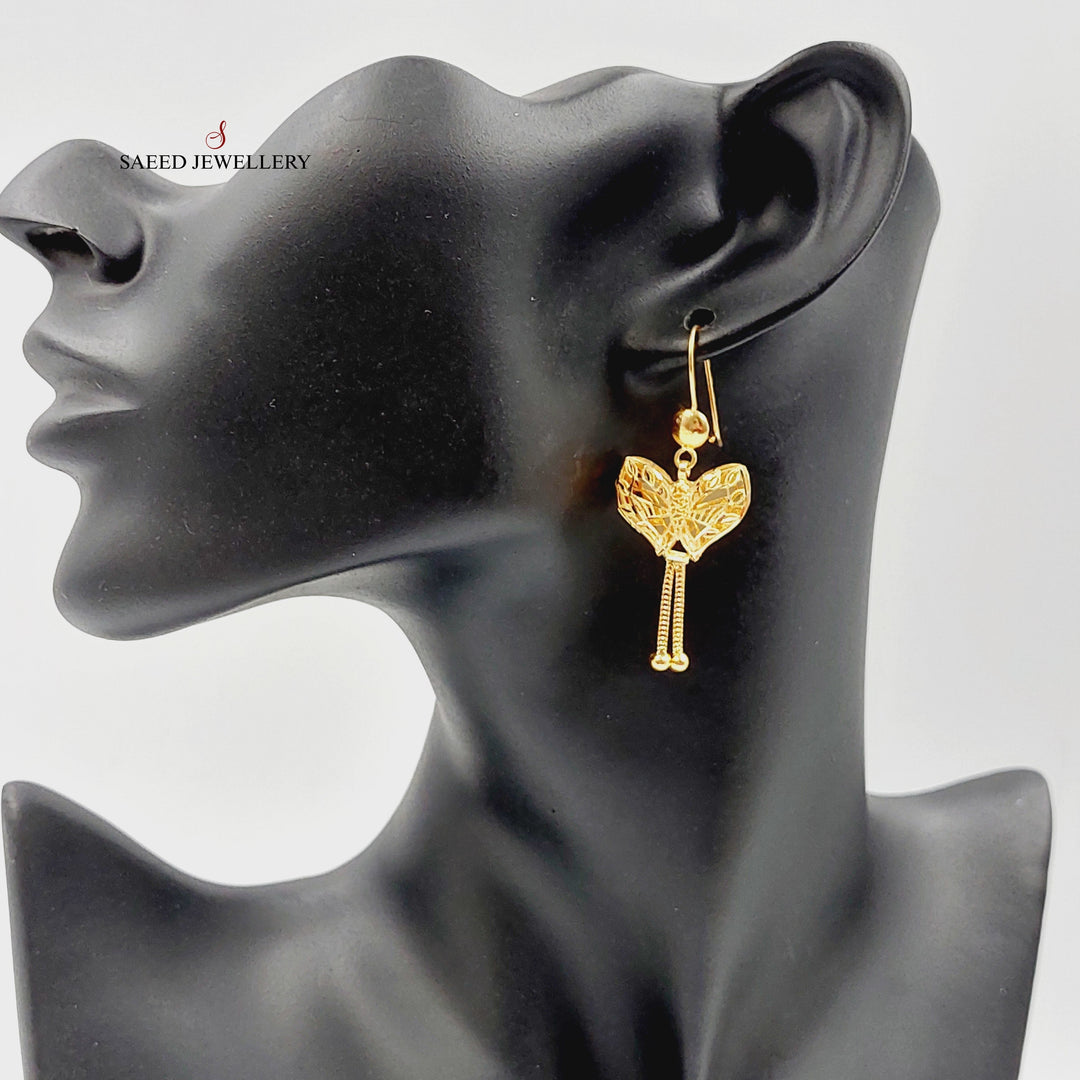 21K Gold Butterfly Bahraini Earrings by Saeed Jewelry - Image 3