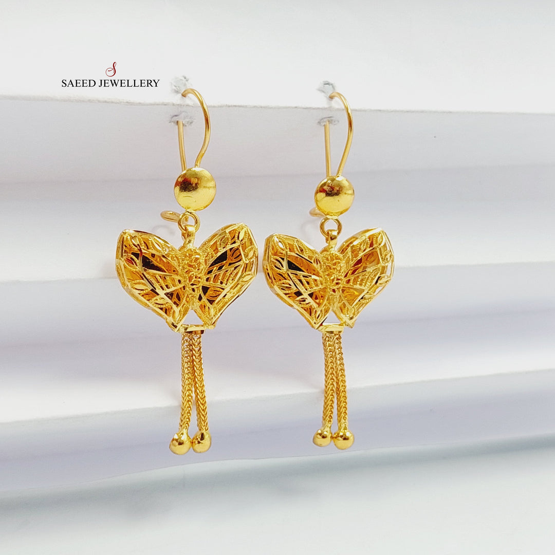 21K Gold Butterfly Bahraini Earrings by Saeed Jewelry - Image 2