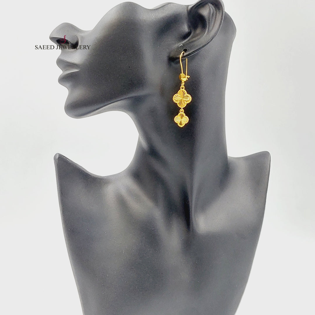 21K Gold Clover Earrings by Saeed Jewelry - Image 3