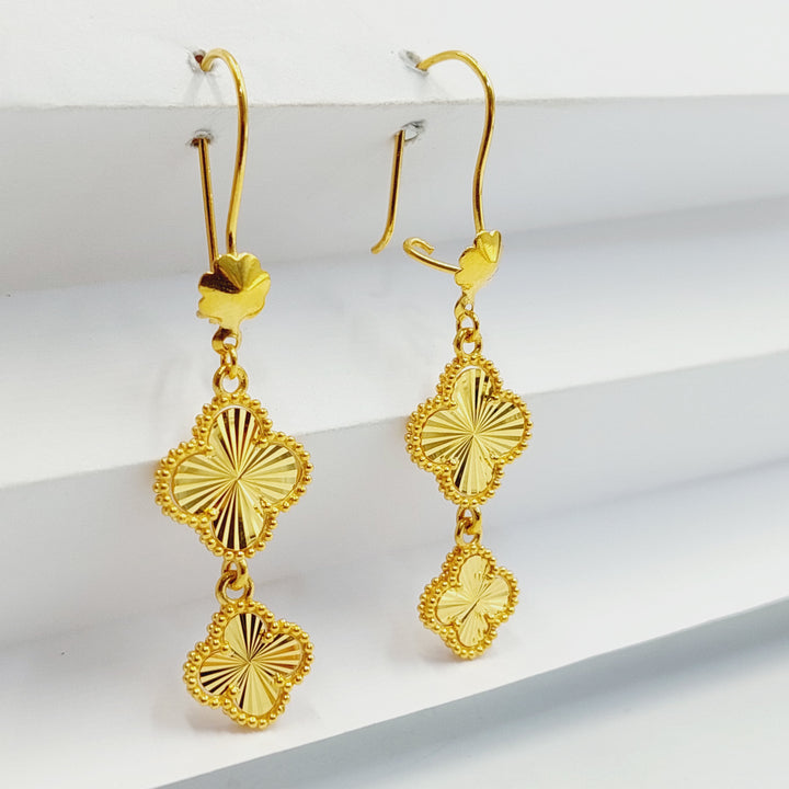 21K Gold Clover Earrings by Saeed Jewelry - Image 1