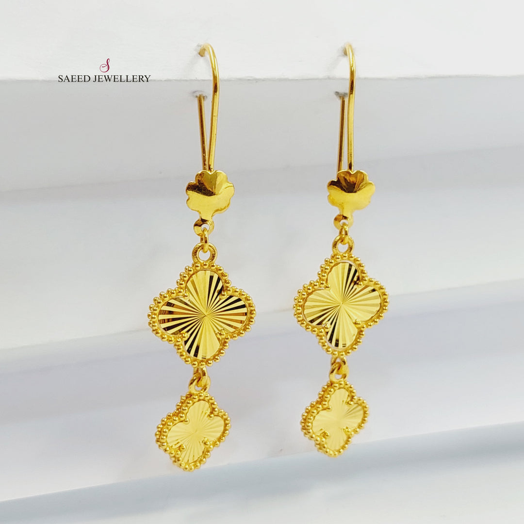 21K Gold Clover Earrings by Saeed Jewelry - Image 4