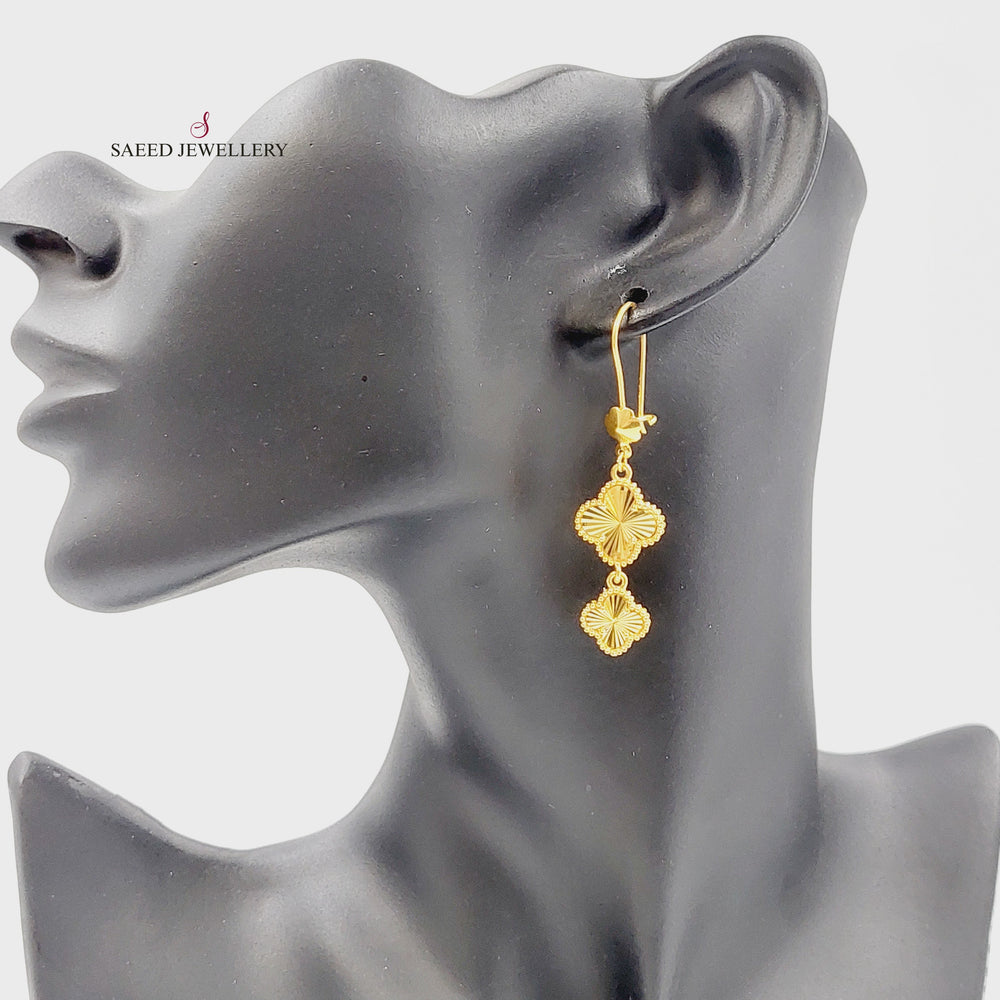 21K Gold Clover Earrings by Saeed Jewelry - Image 2