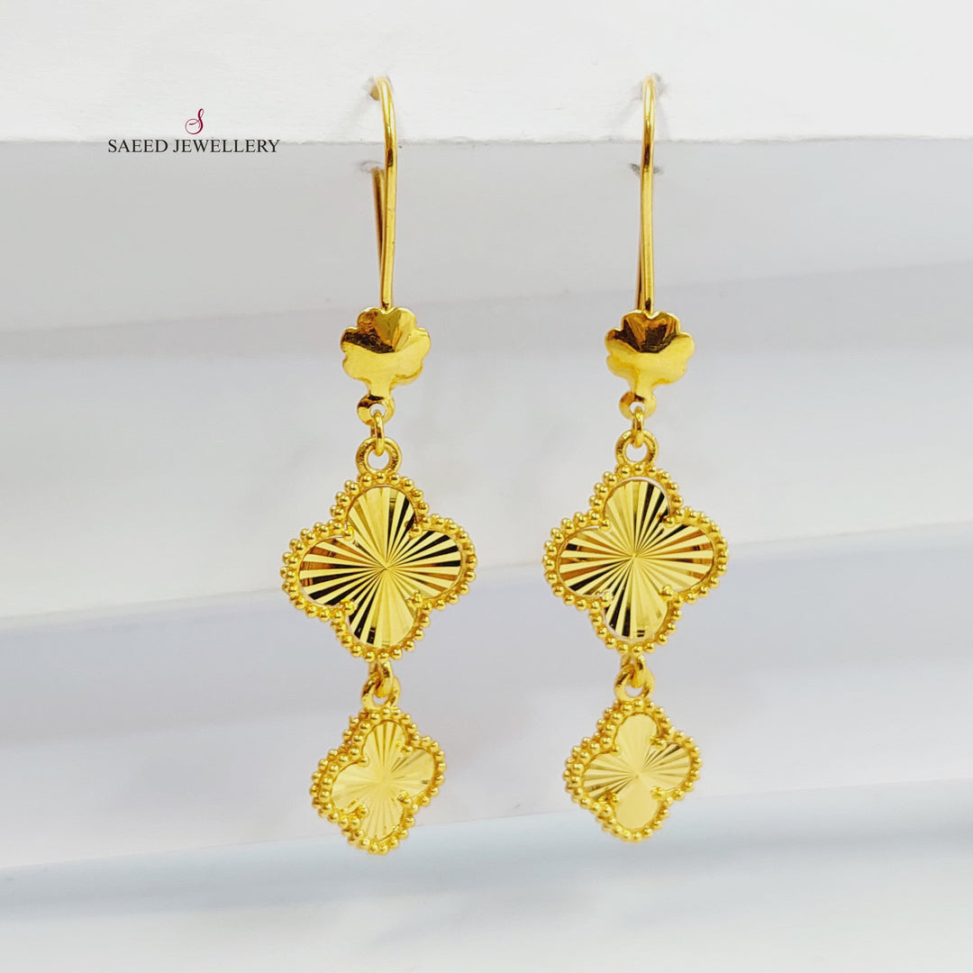 21K Gold Clover Earrings by Saeed Jewelry - Image 1