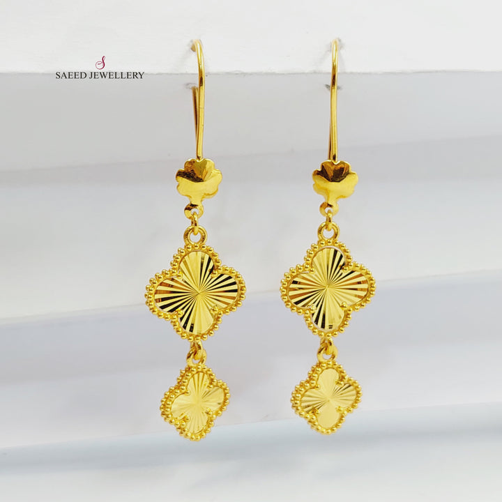 21K Gold Clover Earrings by Saeed Jewelry - Image 1