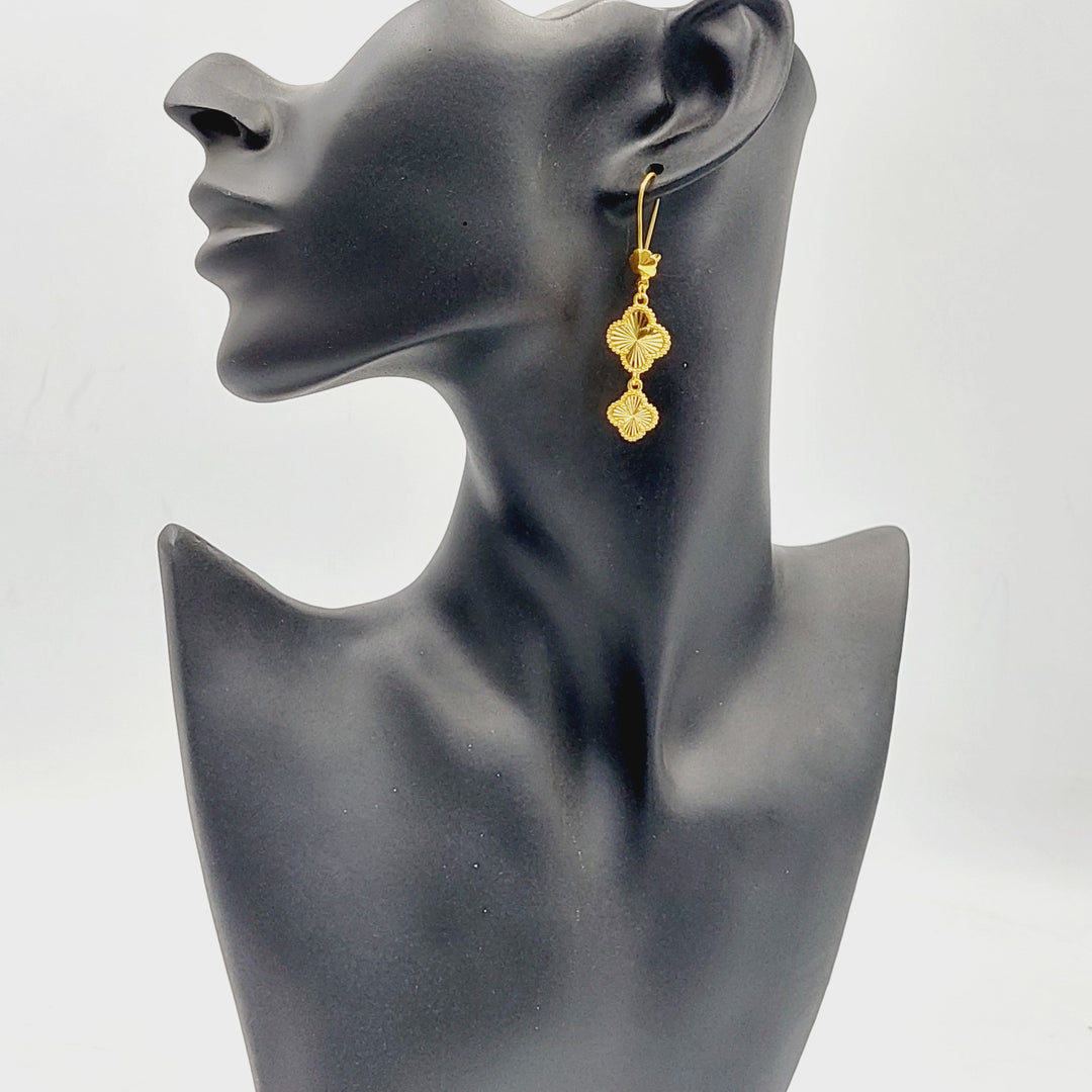 21K Gold Clover Earrings by Saeed Jewelry - Image 3