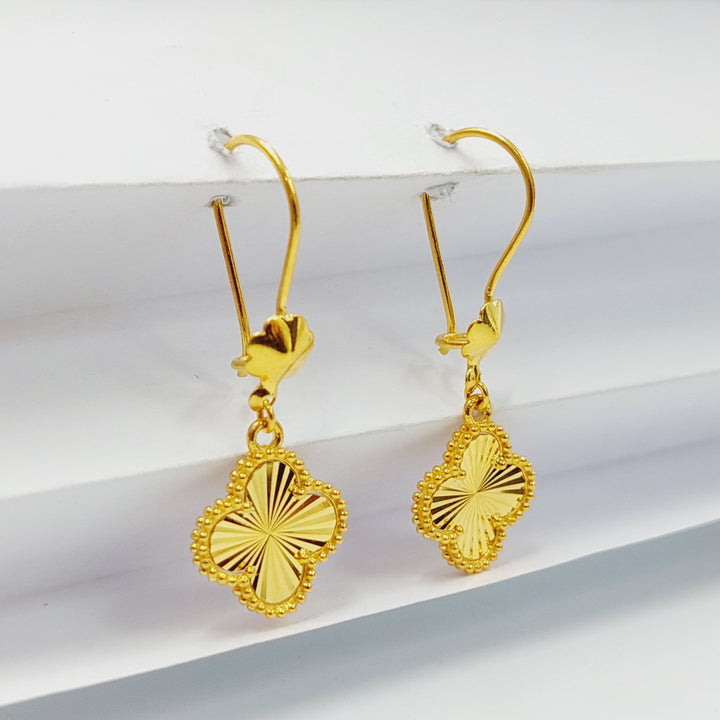 21K Gold Clover Earrings by Saeed Jewelry - Image 4