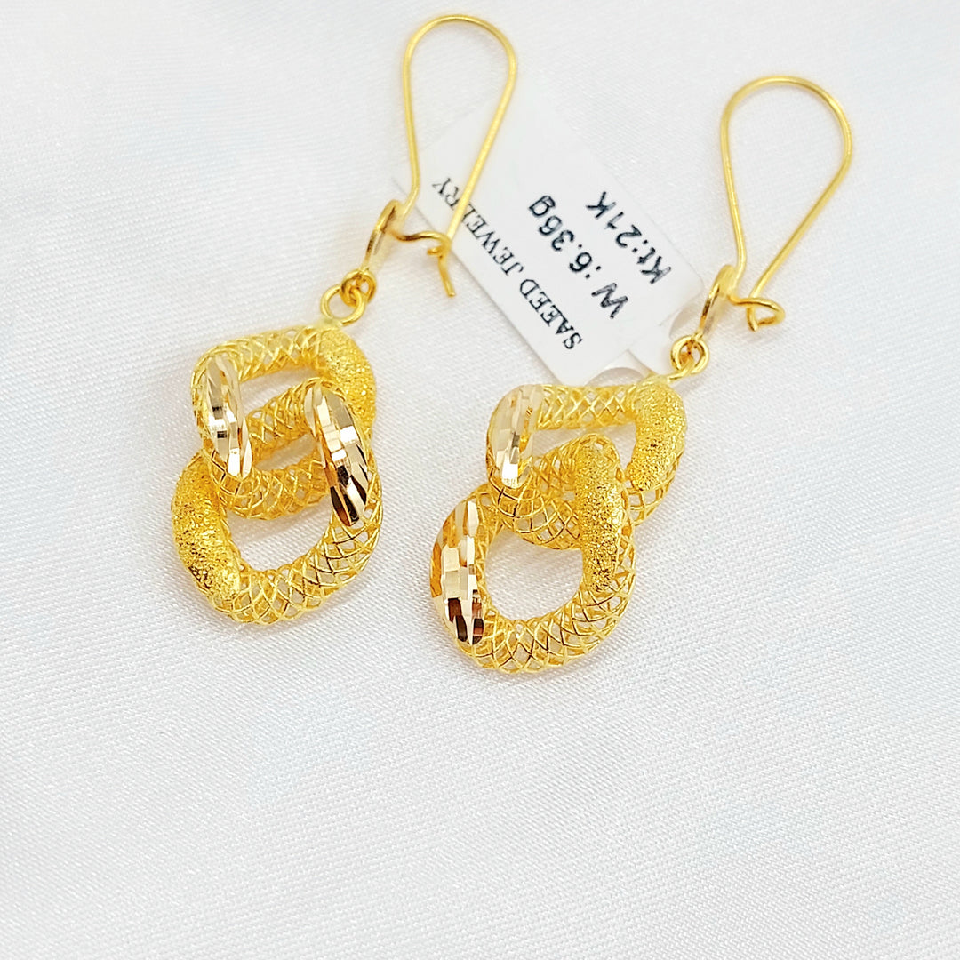 Cuban Links Earrings Made of 21K Gold by Saeed Jewelry 