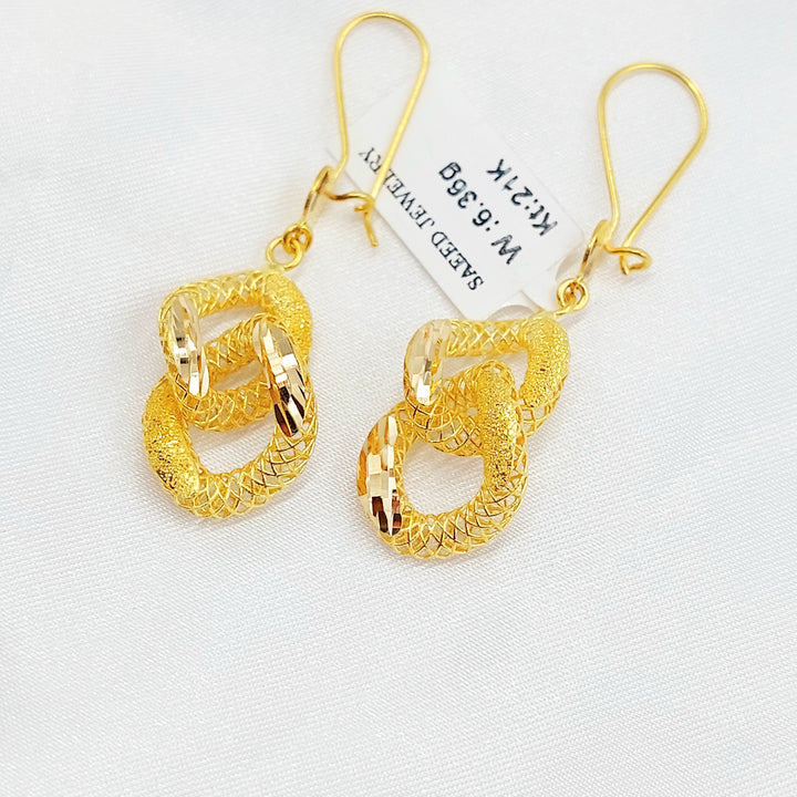 Cuban Links Earrings Made of 21K Gold by Saeed Jewelry 