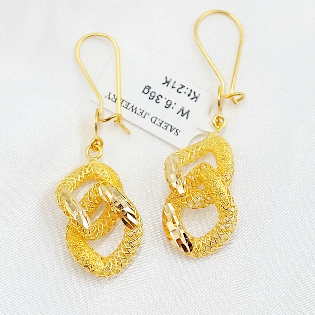Cuban Links Earrings Made of 21K Gold by Saeed Jewelry 