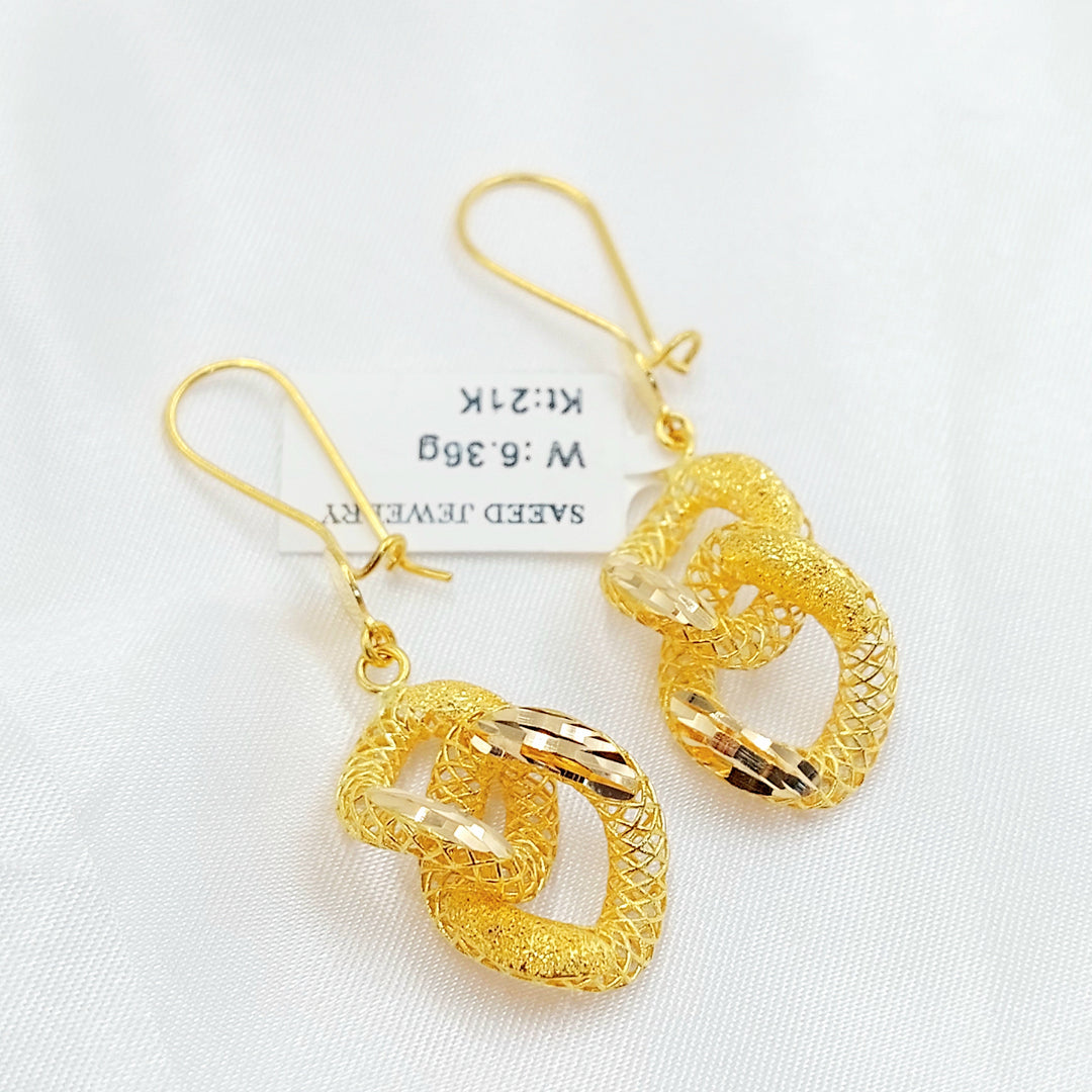 Cuban Links Earrings Made of 21K Gold by Saeed Jewelry 