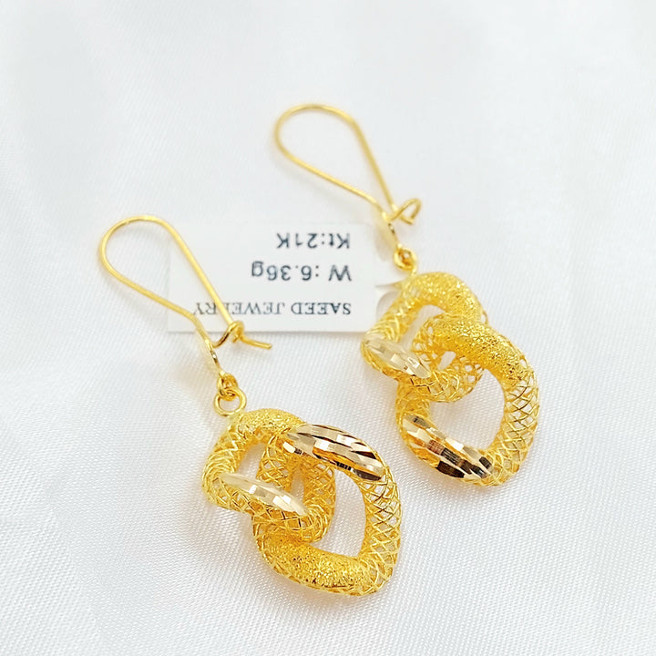 Cuban Links Earrings Made of 21K Gold by Saeed Jewelry 