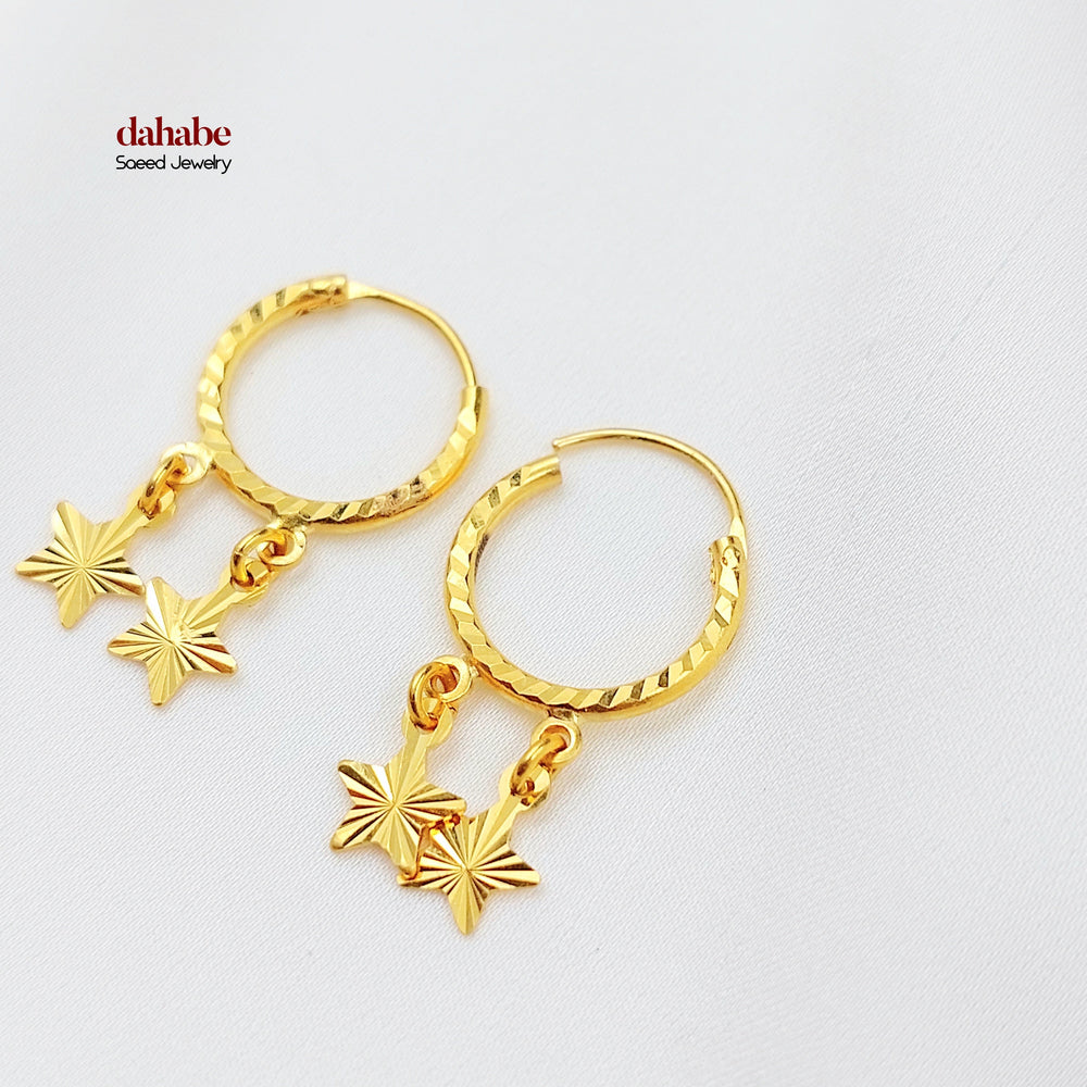 Dandash Hoop Earrings Made of 21K Gold by Saeed Jewelry 