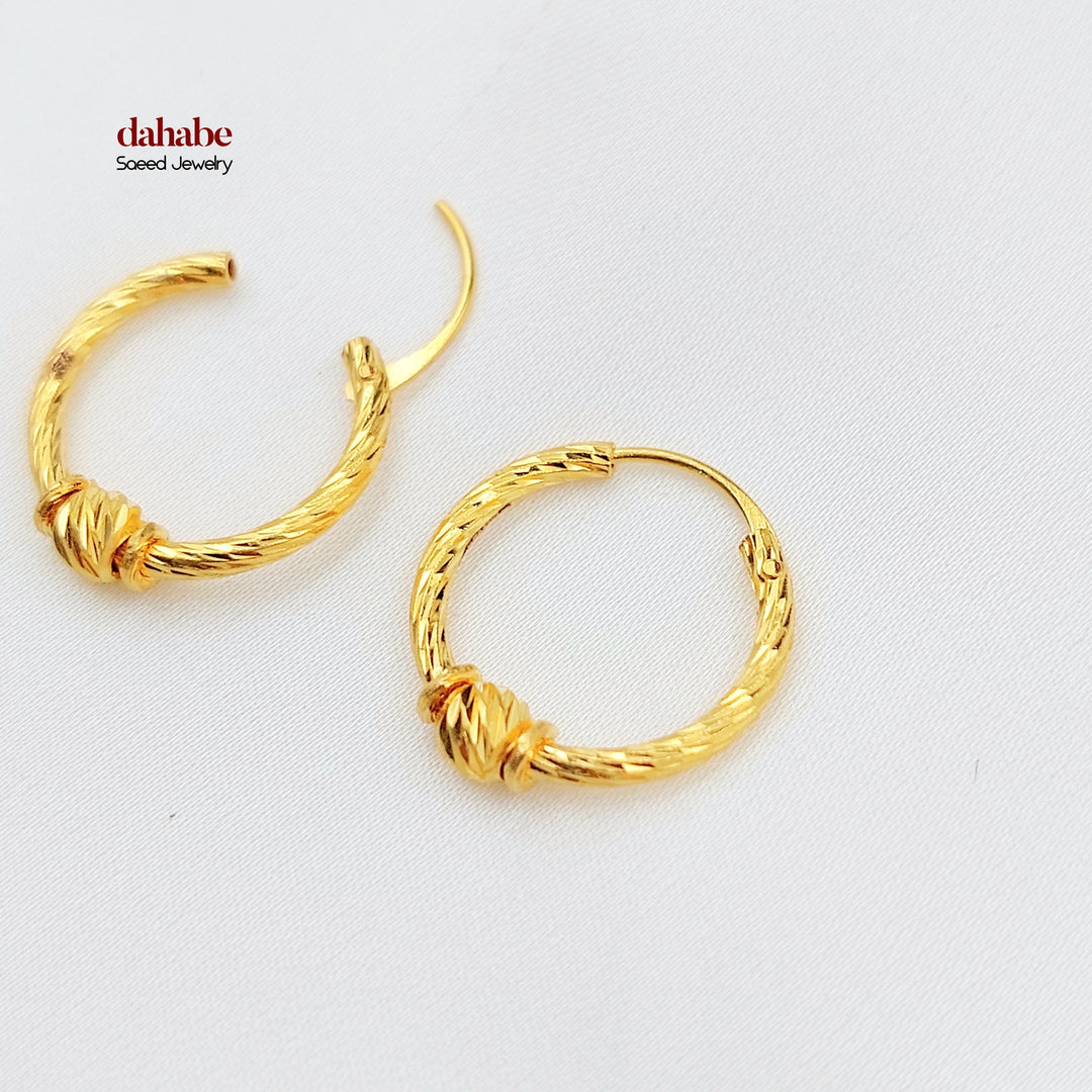 Dandash Hoop Earrings Made of 21K Gold by Saeed Jewelry 