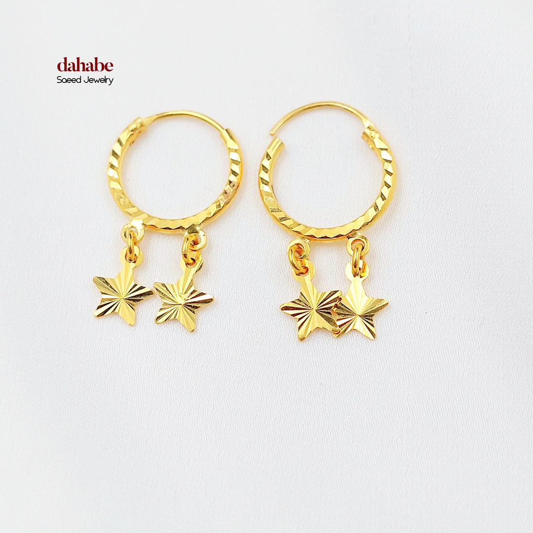 Dandash Hoop Earrings Made of 21K Gold by Saeed Jewelry 