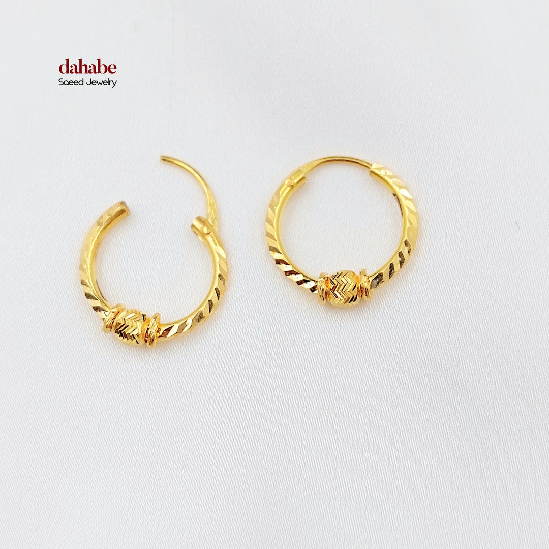 Dandash Hoop Earrings Made of 21K Gold by Saeed Jewelry 