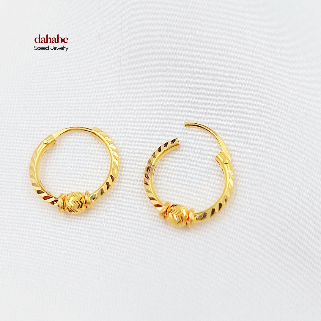 Dandash Hoop Earrings Made of 21K Gold by Saeed Jewelry 