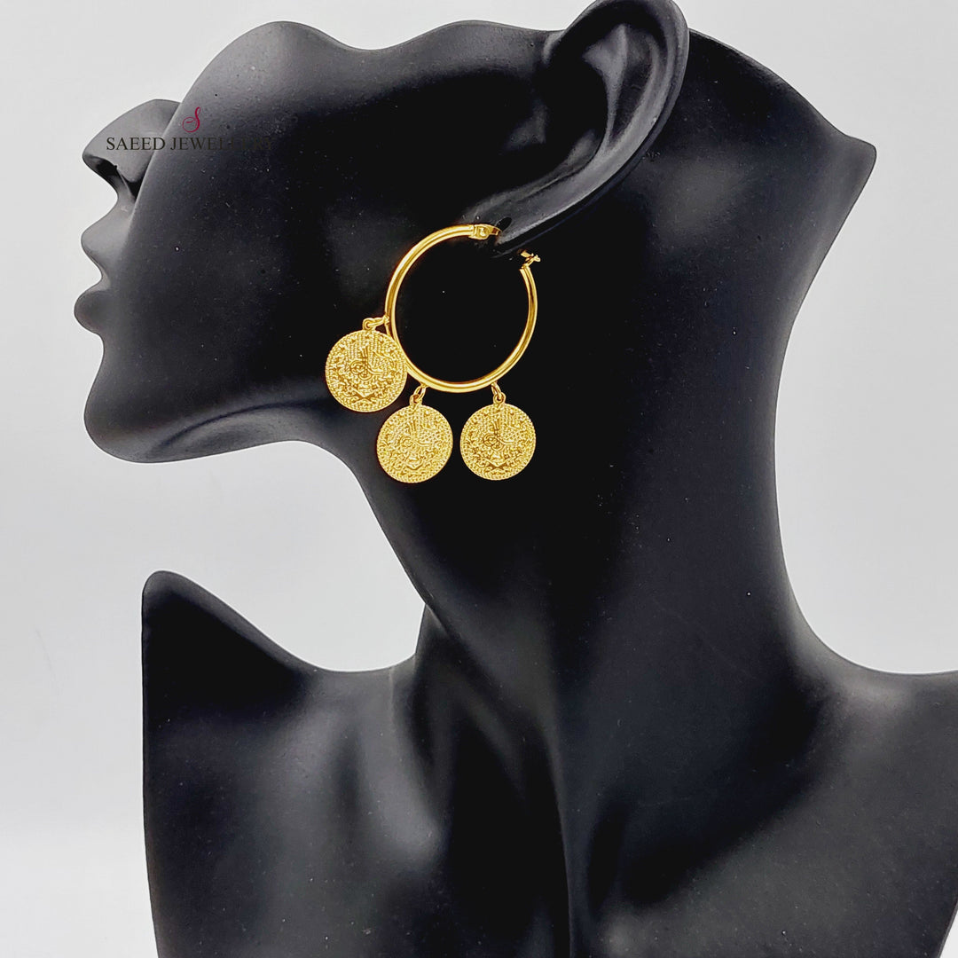 21K Gold Dandash Hoop Earrings by Saeed Jewelry - Image 3