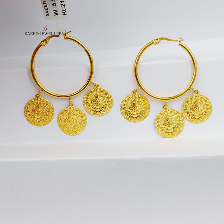 21K Gold Dandash Hoop Earrings by Saeed Jewelry - Image 4