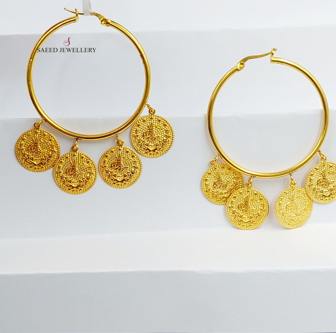 21K Gold Dandash Hoop Earrings by Saeed Jewelry - Image 3