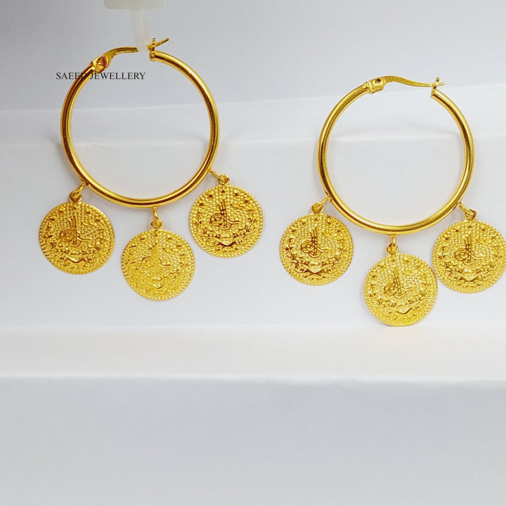 21K Gold Dandash Hoop Earrings by Saeed Jewelry - Image 6