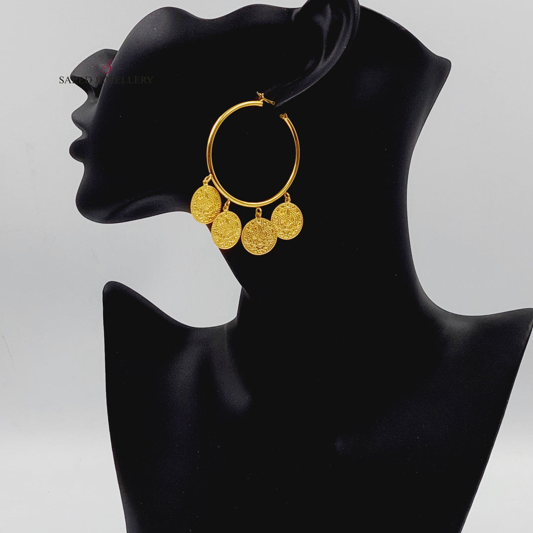 21K Gold Dandash Hoop Earrings by Saeed Jewelry - Image 8