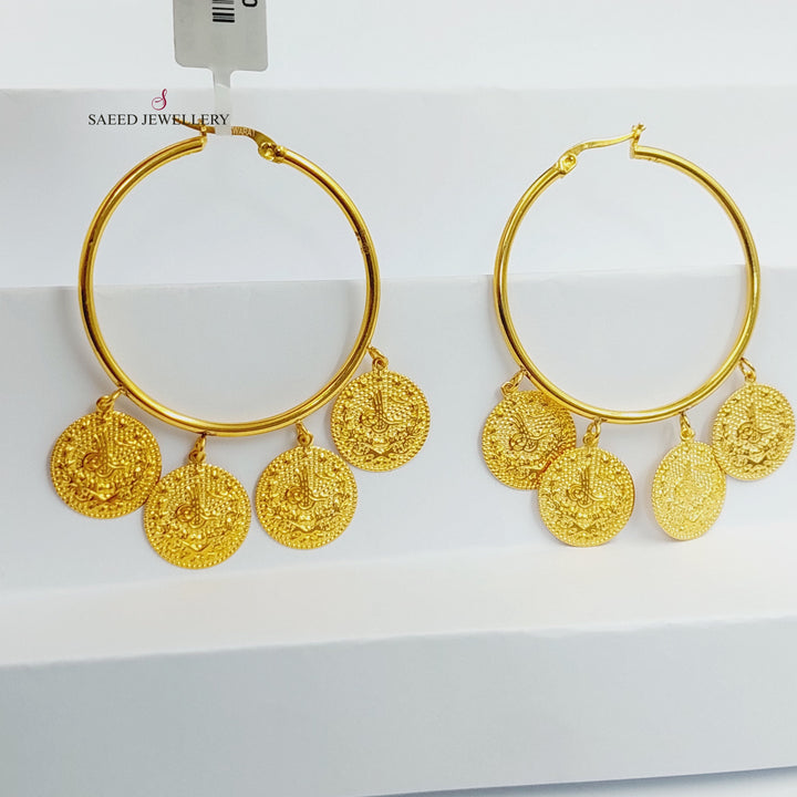 21K Gold Dandash Hoop Earrings by Saeed Jewelry - Image 5