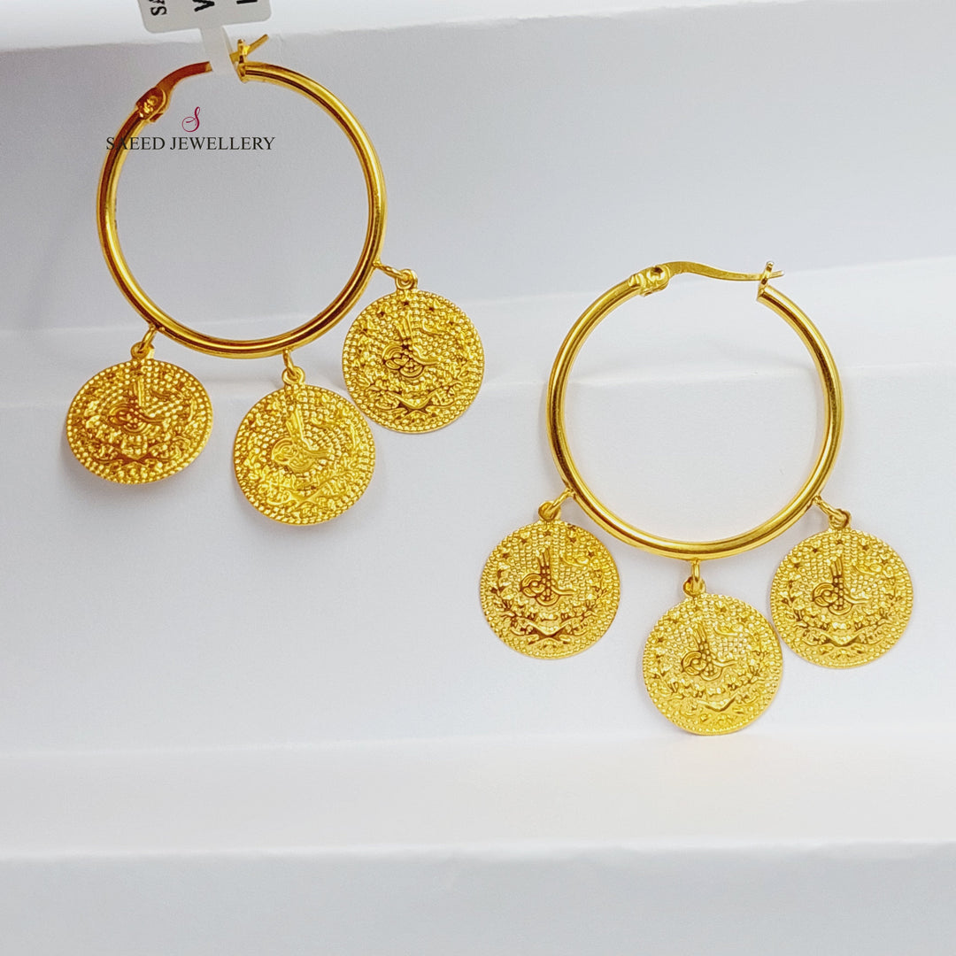 21K Gold Dandash Hoop Earrings by Saeed Jewelry - Image 5