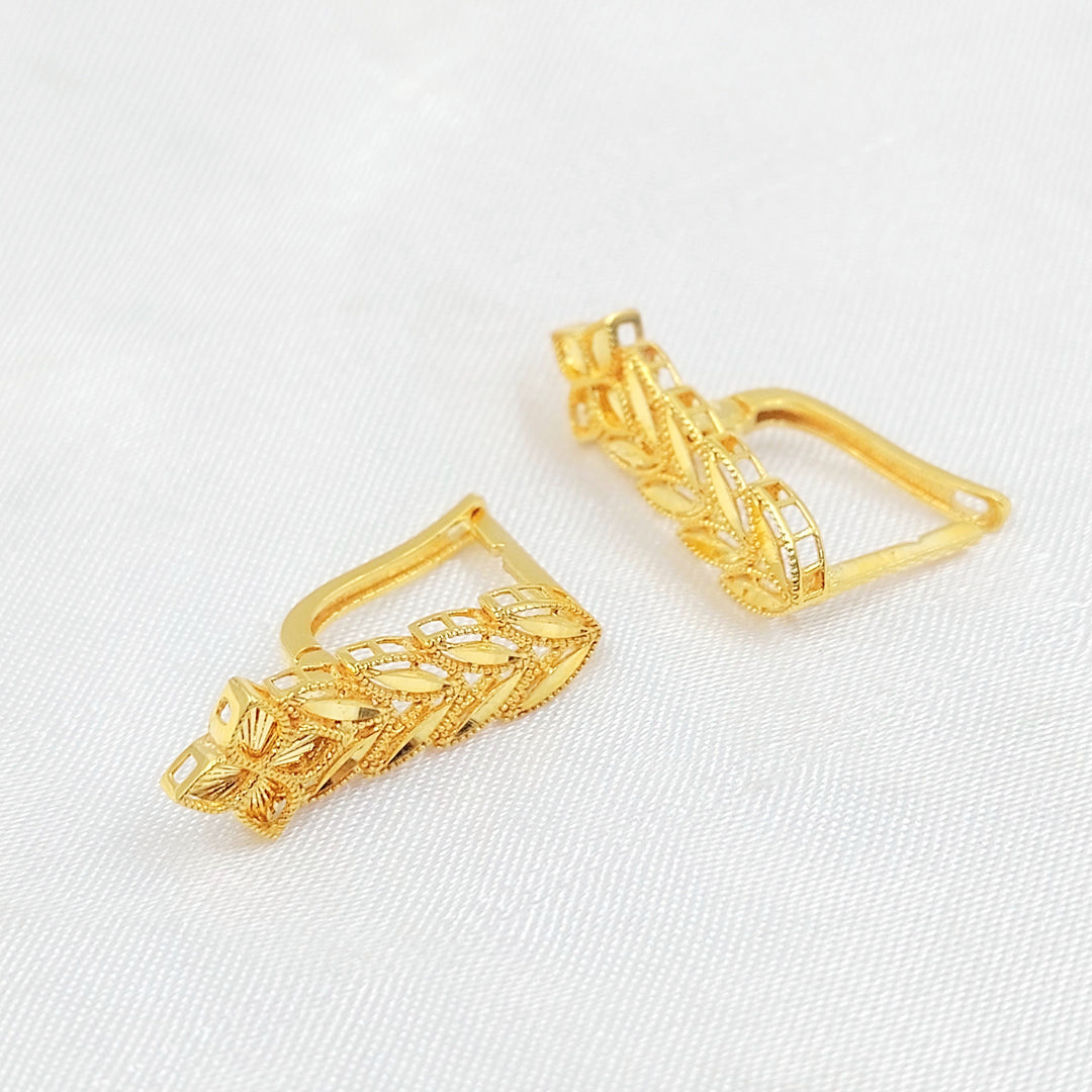 21K حلق ورق الشجر اكسترا-مجوهرات الشيخ سعيد-Saeed Jewelry 