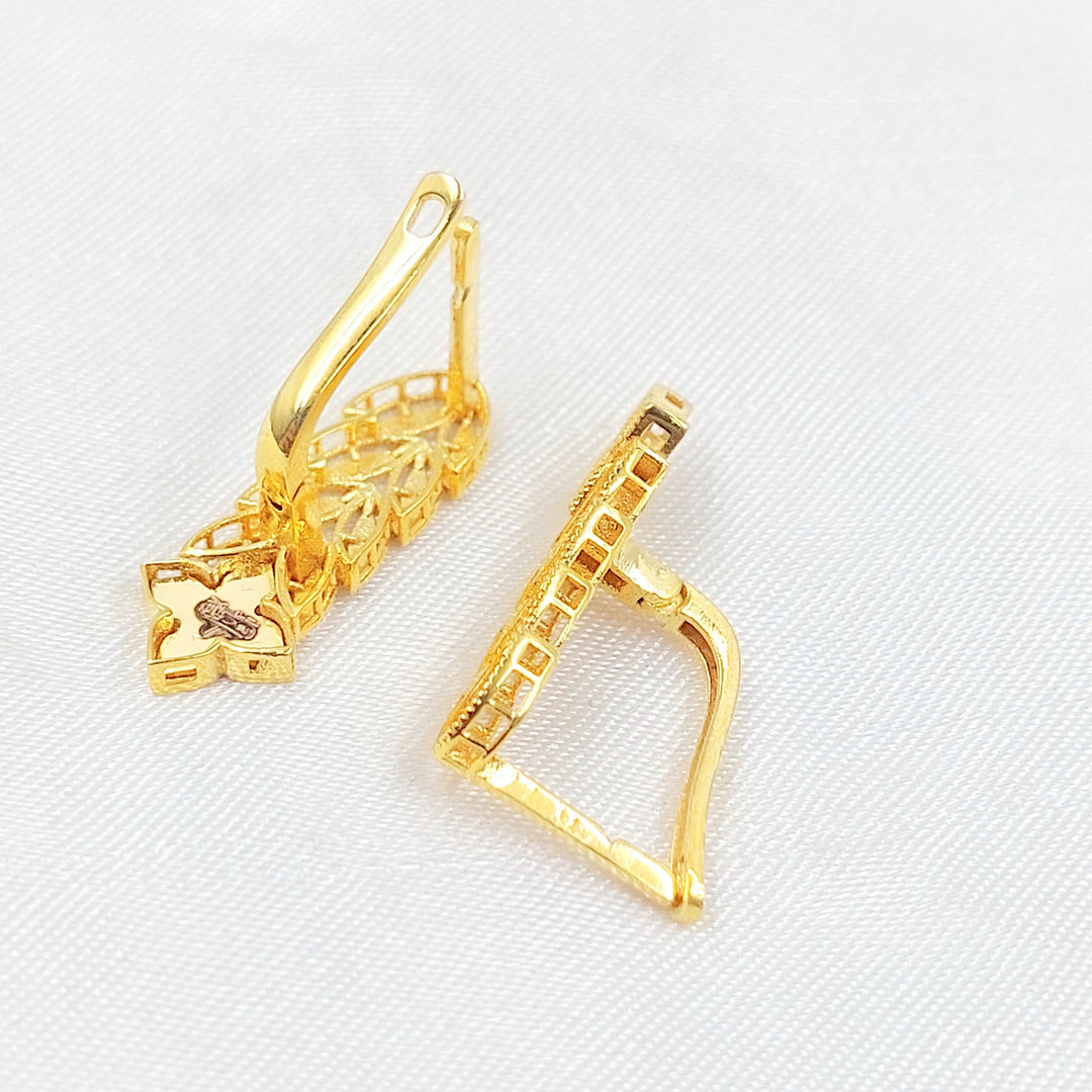 21K حلق ورق الشجر اكسترا-مجوهرات الشيخ سعيد-Saeed Jewelry 