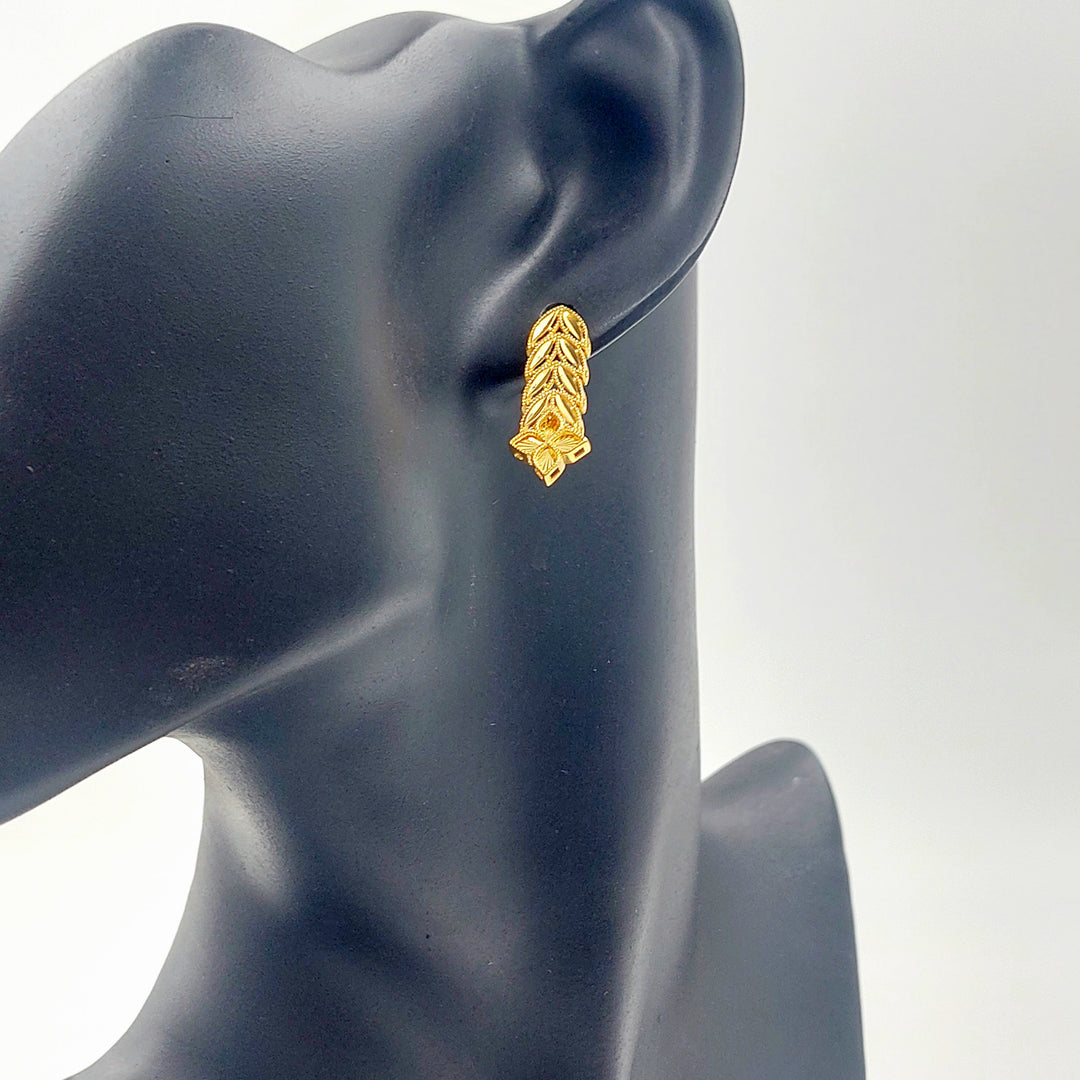 21K حلق ورق الشجر اكسترا-مجوهرات الشيخ سعيد-Saeed Jewelry 