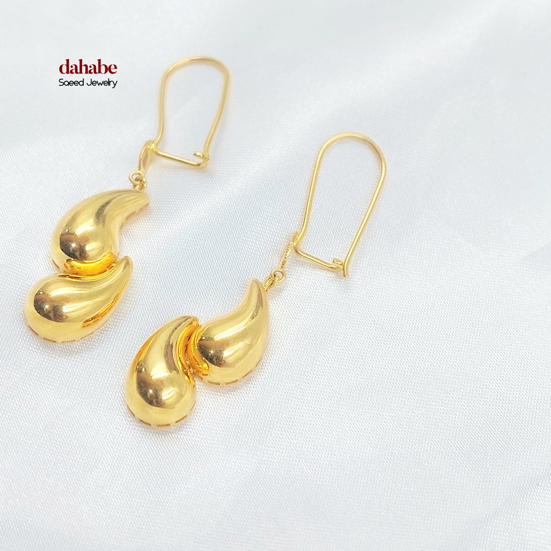 21K Gold Double Teardrop Earrings