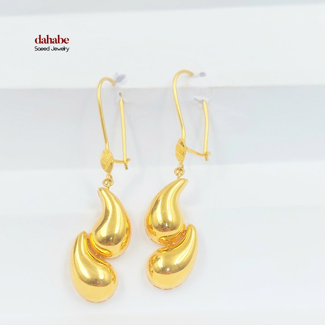 21K Gold Double Teardrop Earrings