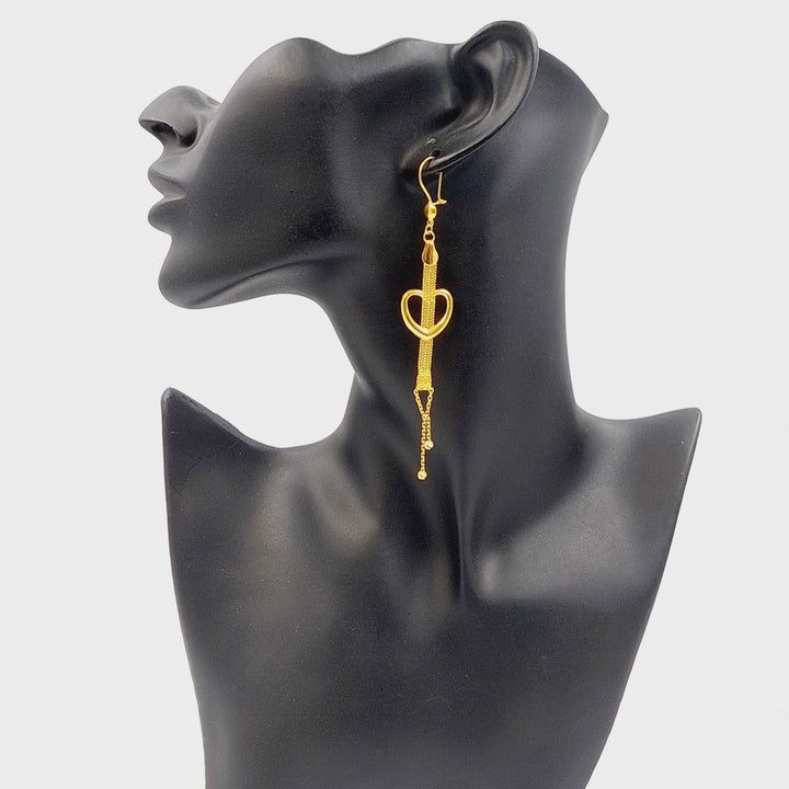 Deluxe Heart Earrings Made of 21K Gold by Saeed Jewelry 