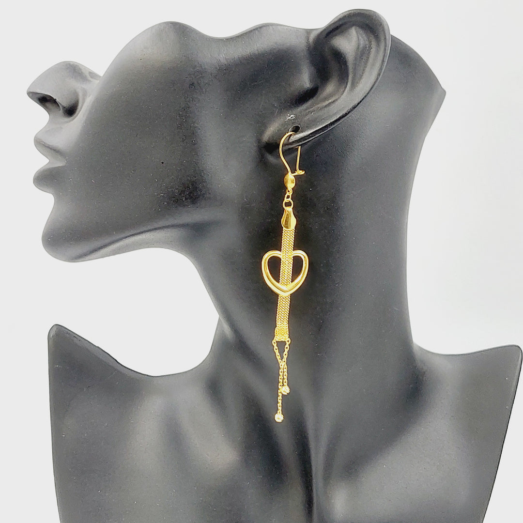 Deluxe Heart Earrings Made of 21K Gold by Saeed Jewelry 