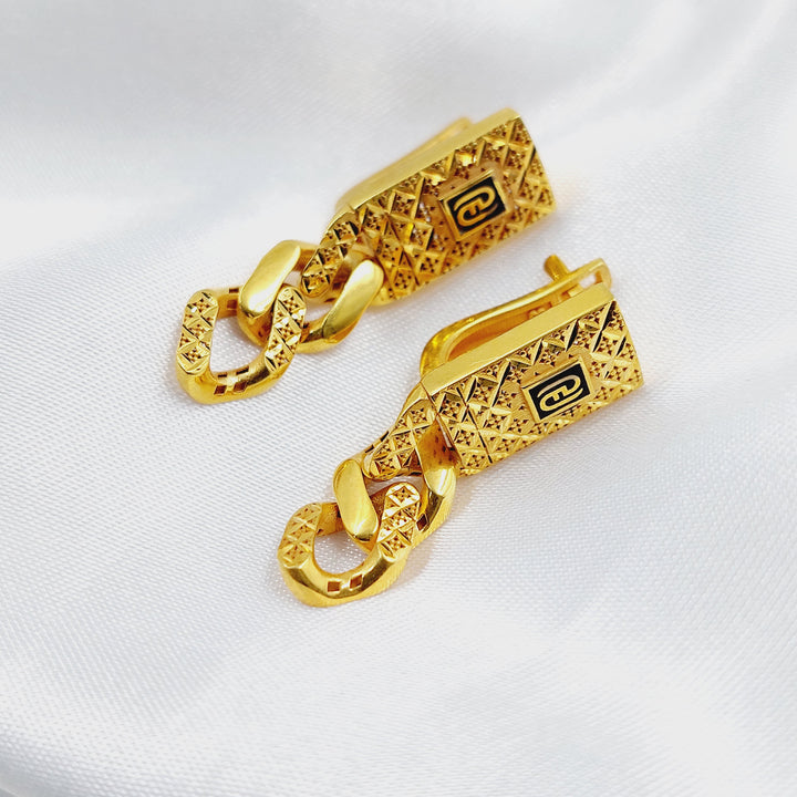 Deluxe Cuban Links Earrings Made of 21K Gold by Saeed Jewelry 