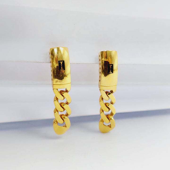 21K Gold Deluxe Cuban Links Earrings by Saeed Jewelry - Image 5