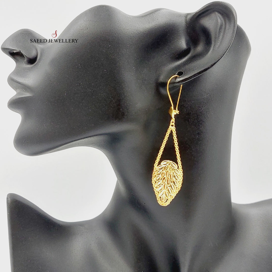 21K حلق ورق الشجر اكسترا-مجوهرات الشيخ سعيد-Saeed Jewelry 