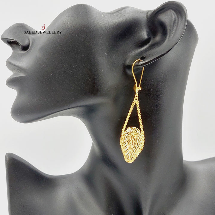 21K حلق ورق الشجر اكسترا-مجوهرات الشيخ سعيد-Saeed Jewelry 