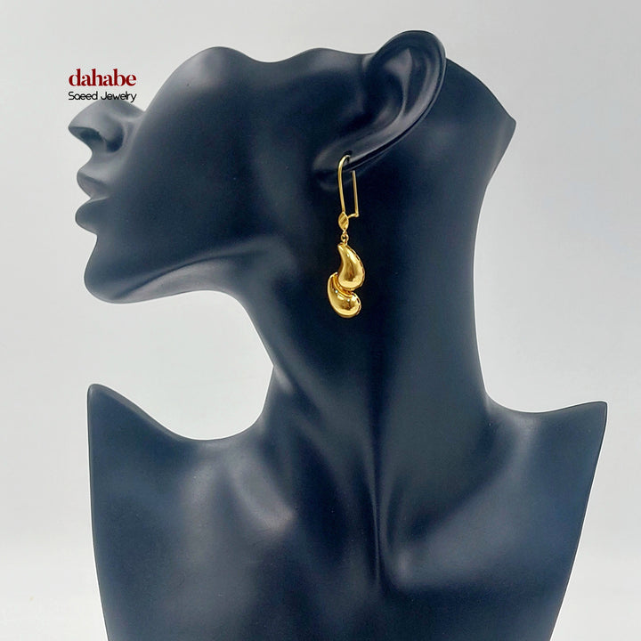21K Gold Double Teardrop Earrings
