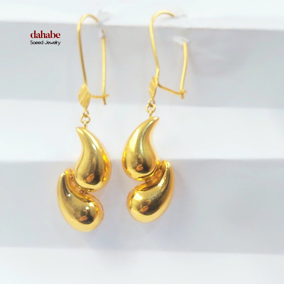 21K Gold Double Teardrop Earrings
