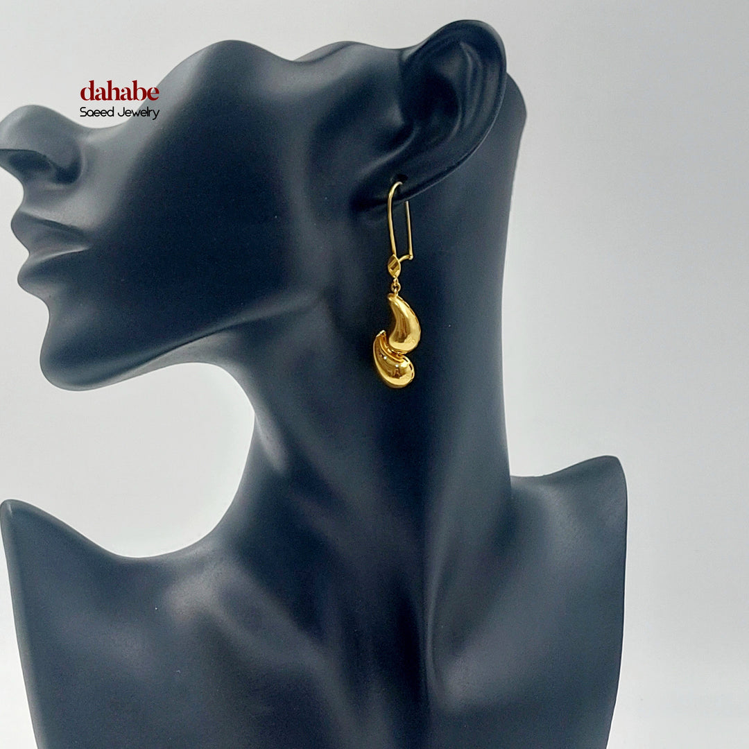 21K Gold Double Teardrop Earrings