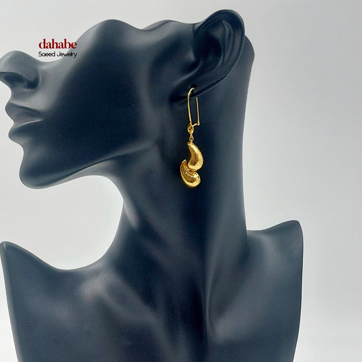 21K Gold Double Teardrop Earrings