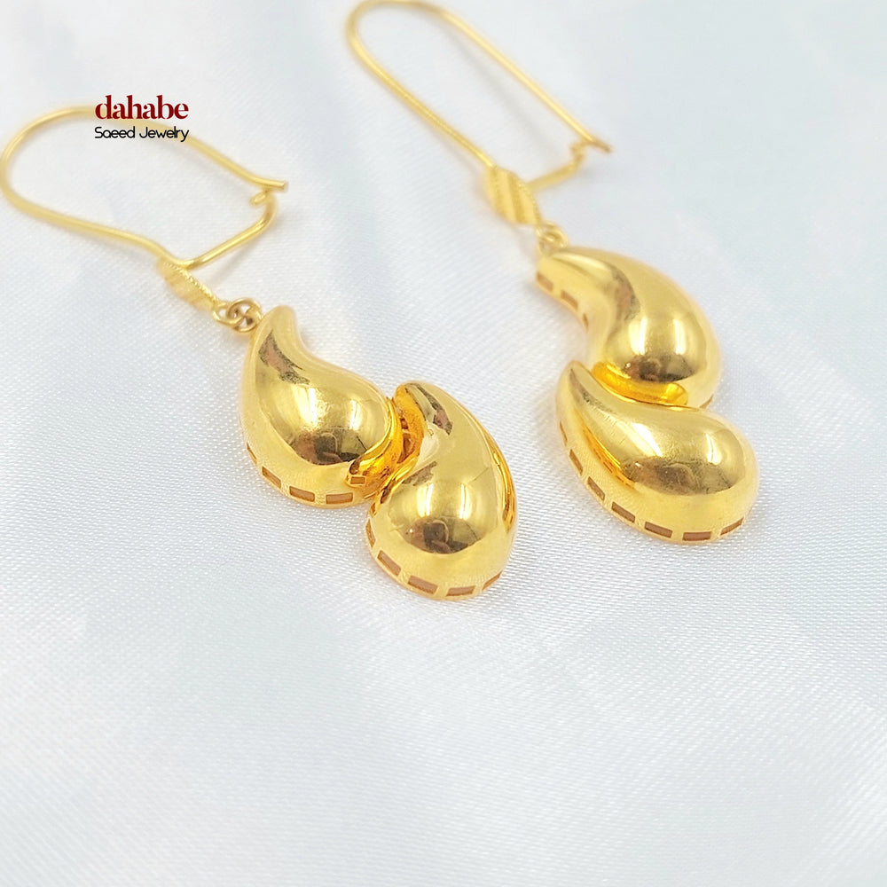 21K Gold Double Teardrop Earrings