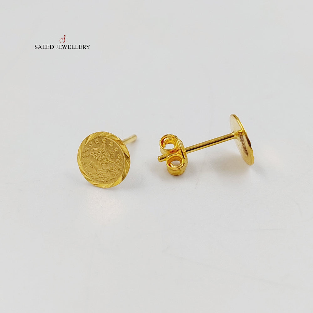 21K Gold Eighths Screw Earrings by Saeed Jewelry - Image 2